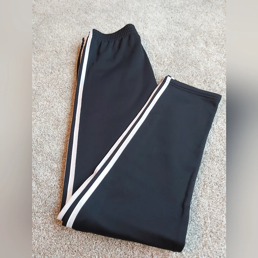 Adidas Boy's Black White Stripes Sweatpants - Picture 3 of 5